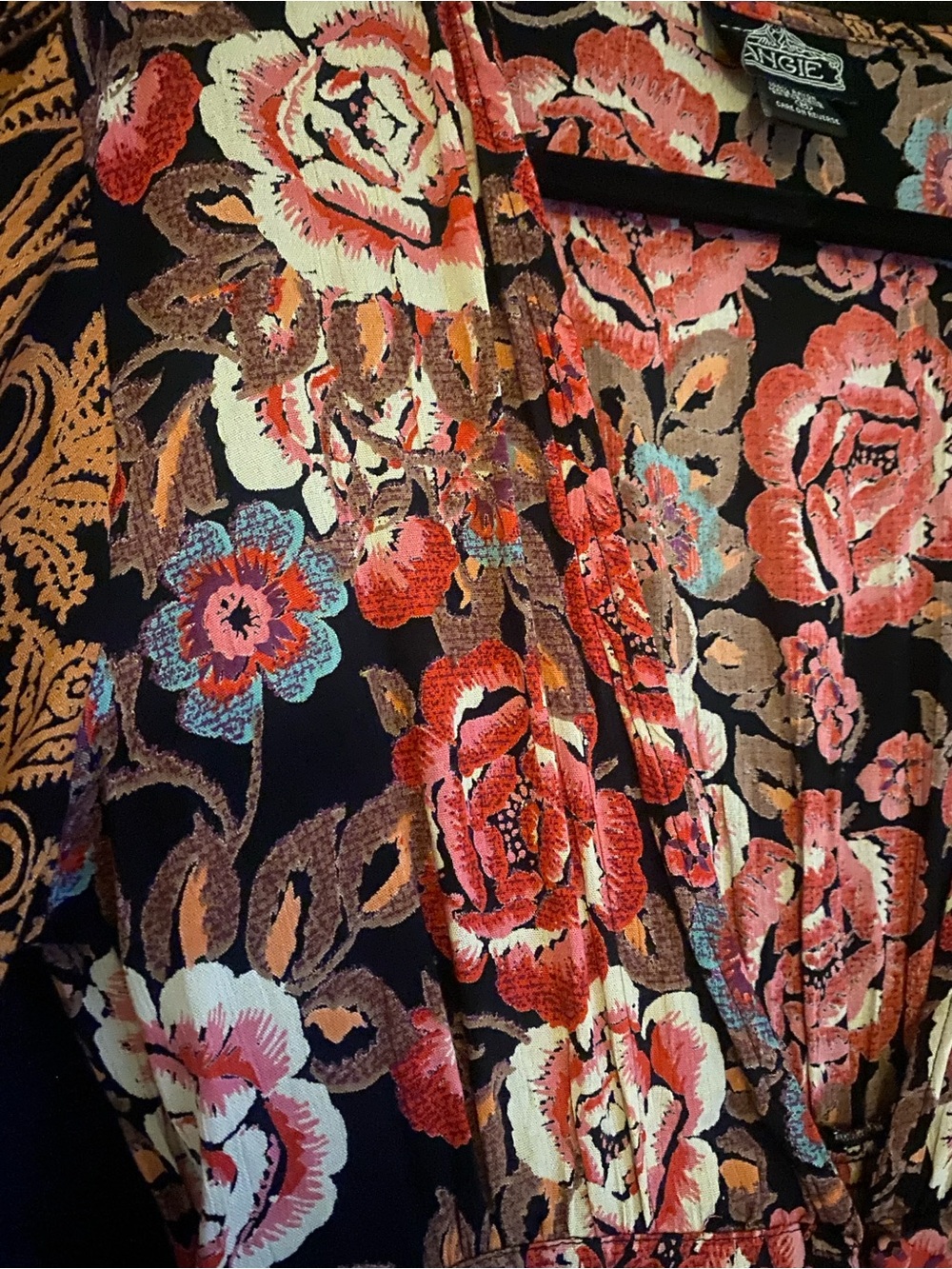 Angie - Floral Paisley Long Sleeve Maxi Duster size medium - Picture 6 of 8